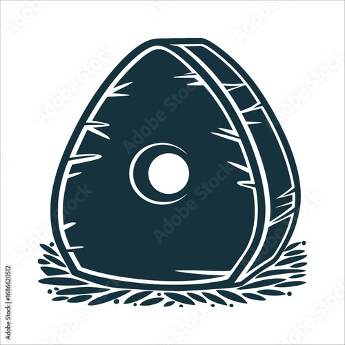 Hag Stone Vector Illustration, Pierced Rock Hagstone A pierced stone with a hole for seeing spirits