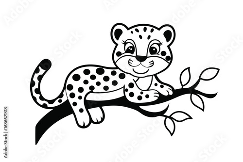Leopard with White Background Animal Portrait Design
