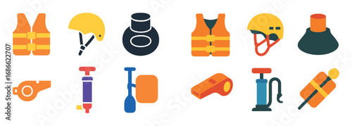 Colorful Kayak Gear Icons