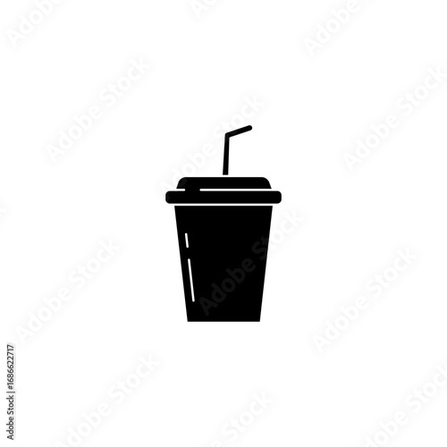 Icon Food Fast Food Soda Drink in Silhouette Style Vector Isolated Design