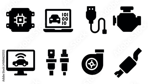 Car Tuning Icon Set
