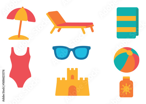 Colorful Beach Icons