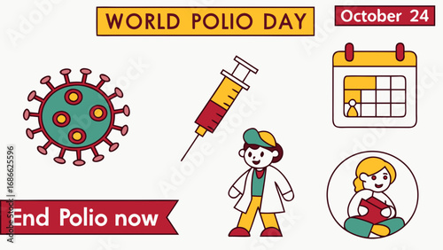 World polio day awareness with vaccination and prevention message