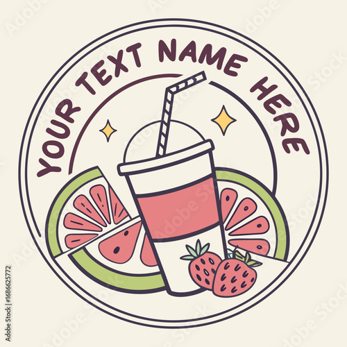 Fresh fruit drink with strawberries and citrus slices logo