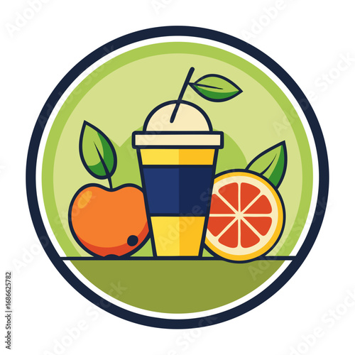 Fresh fruit juice and smoothie drink icon