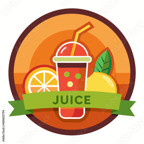 Refreshing fruit juice drink with citrus and leafy accents