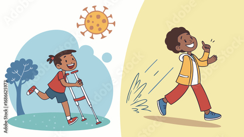 Child recovering from illness and returning to play
