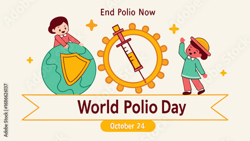 World polio day october 24 end polio now illustration