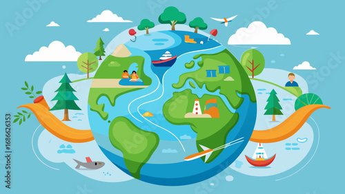 A vibrant earth with diverse activities and global connections