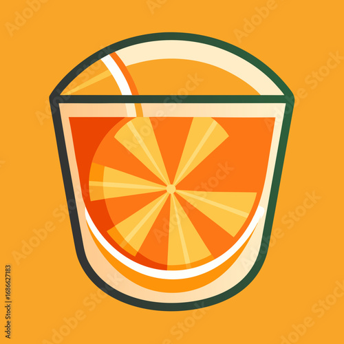 Refreshing orange slice in a glass