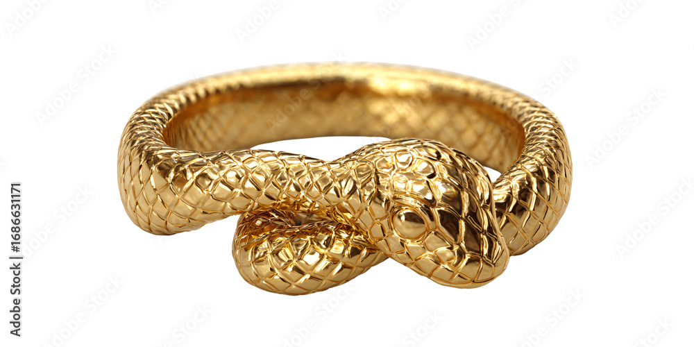Obraz premium Elegant golden snake ring jewelry with intricate scale details on a black background Concept of luxury, fashion, and unique design