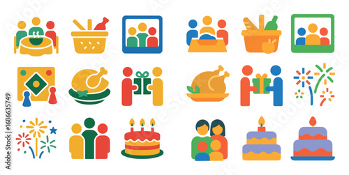 Colorful Family Icon Set