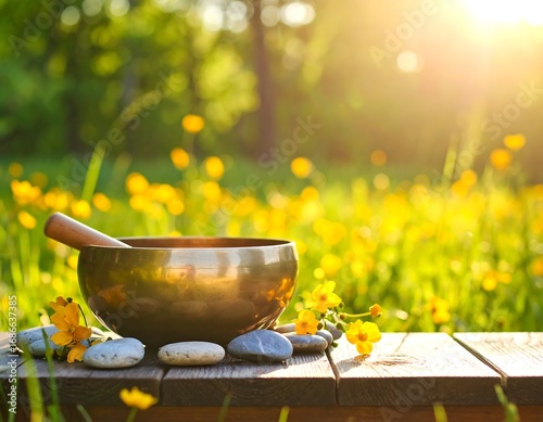 Peaceful scene with singing bowl