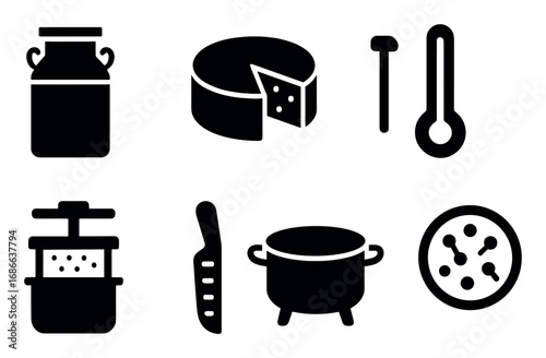 Cheesemaking Icon Set