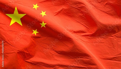China national flag with red field and five yellow stars, symbolizing communist revolution and unity under party leadership.