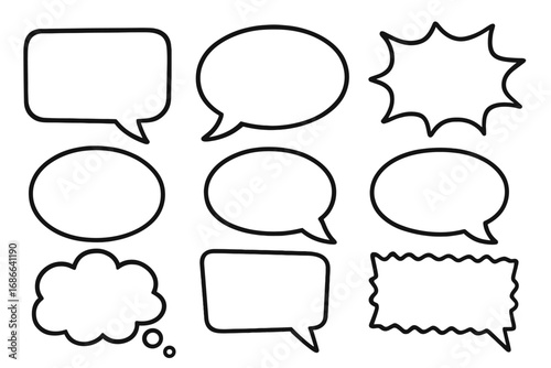 Various Speech Bubbles in Different Styles for Visual Communication and Messaging Applications, Vector Cartoon Illustration with Transparent Background, Dialogue, Chat, Comic Elements