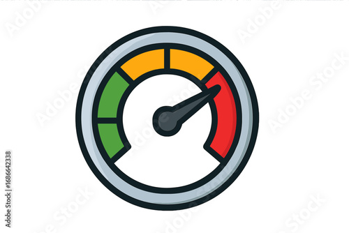 Speedometer icon vector isolated design element, car speed indicator, fast internet speed symbol, speed meter gauge, digital speed pointer, cartoon style vector illustration