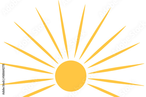 Bright yellow sun rays background, radiant vector sunburst design with transparent background, vibrant cartoon style sunbeam illustration for stock vector graphics, set 2