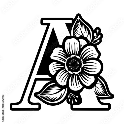 Ornamental letter a logo in glyph style
