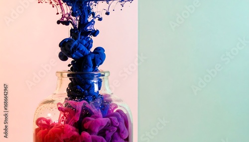 Vibrant ink mixing in a glass jar