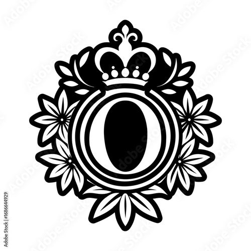 Ornamental letter o logo in glyph style