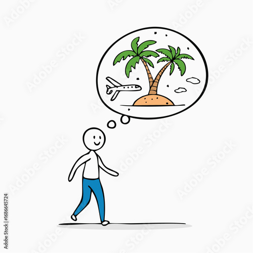 Stick Man Dreaming of Travel 