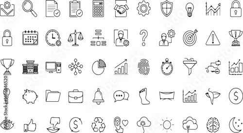 Collection of hand drawn business and finance icons for digital projects and presentations vector