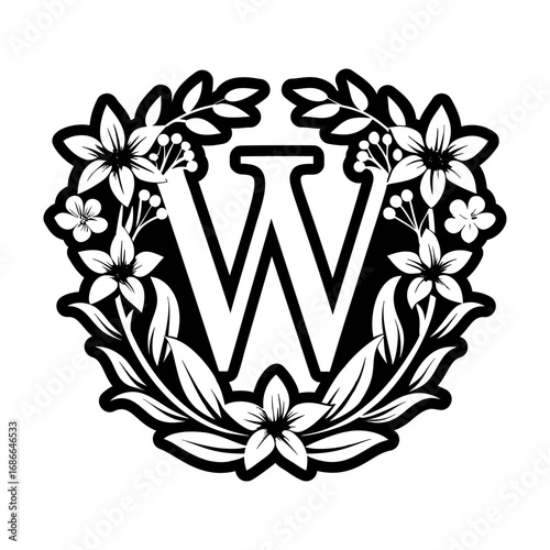 Blossom letter w logo in glyph style