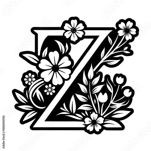 Elegant floral letter z logo in solid style