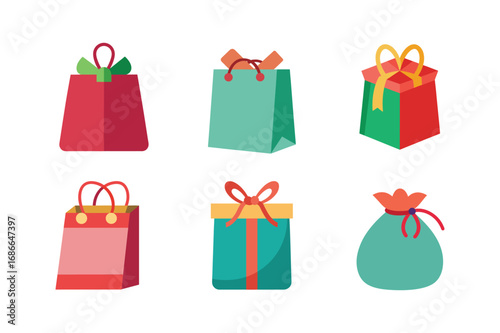 set of gift bag vector illustration