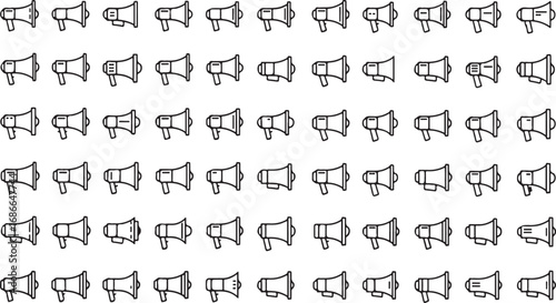 Repetitive pattern of stylized megaphones conveying messages and announcements on a light surface vector