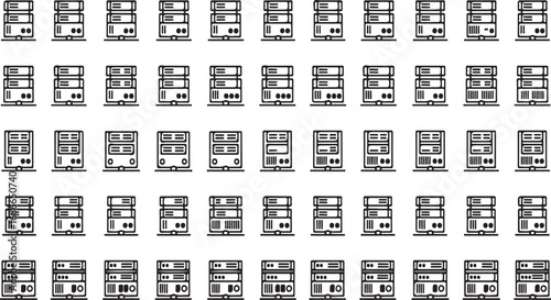 Abstract geometric pattern composed of repeating rectangular and line elements in monochrome vector