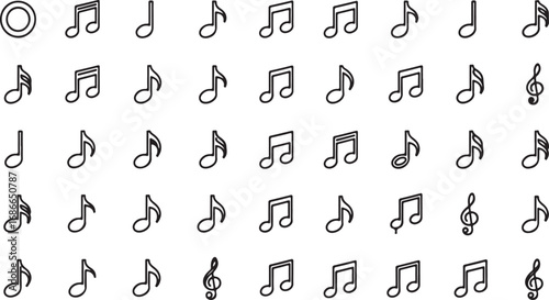 Collection of hand drawn musical notes and symbols for creative expression and composition vector