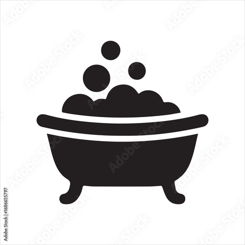  Baby Bathtub icon silhouette vector with white background