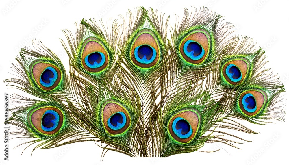 Obraz premium Peacock feathers fan close-up