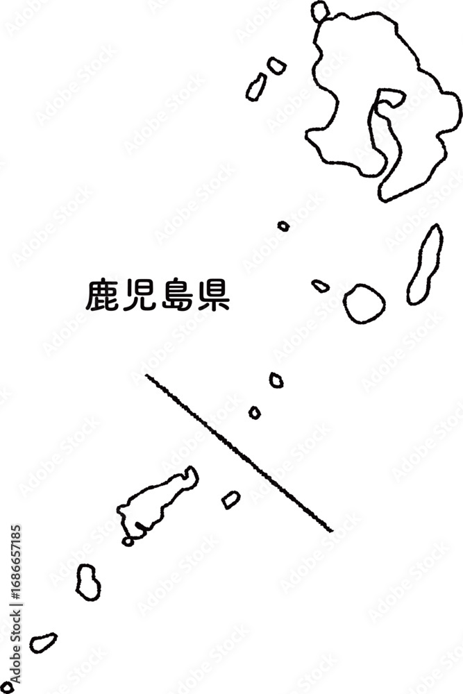Fototapeta premium 手描きのゆるい鹿児島県の地図イラスト