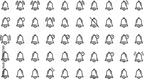 Collection of hand drawn sketch style bell icons for notifications and alerts in various designs vector