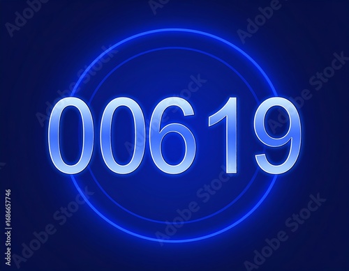 Neon blue numbers in a circle