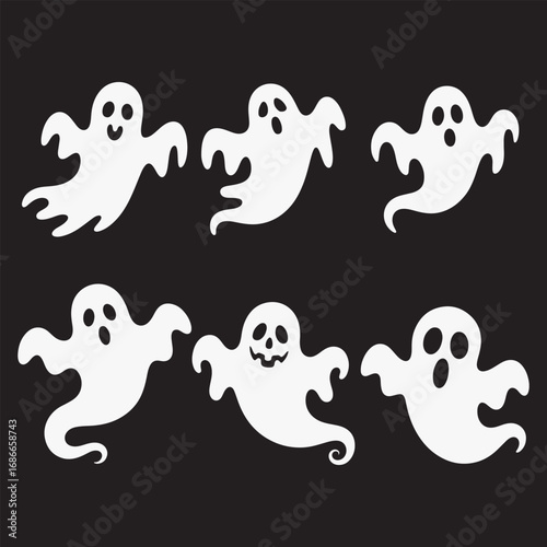 Floating ghost with spooky eyes over haunted graveyard