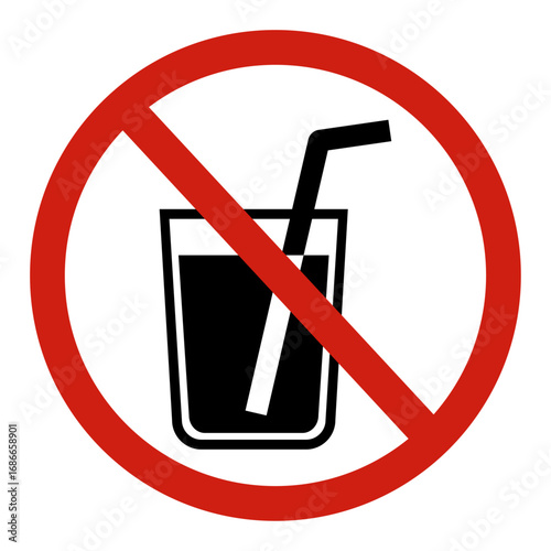 No Drinks Allowed Sign – Beverage with Straw Prohibited Icon