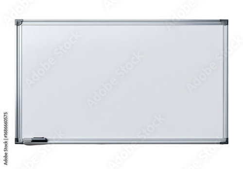 Rectangular blank whiteboard with a metal frame