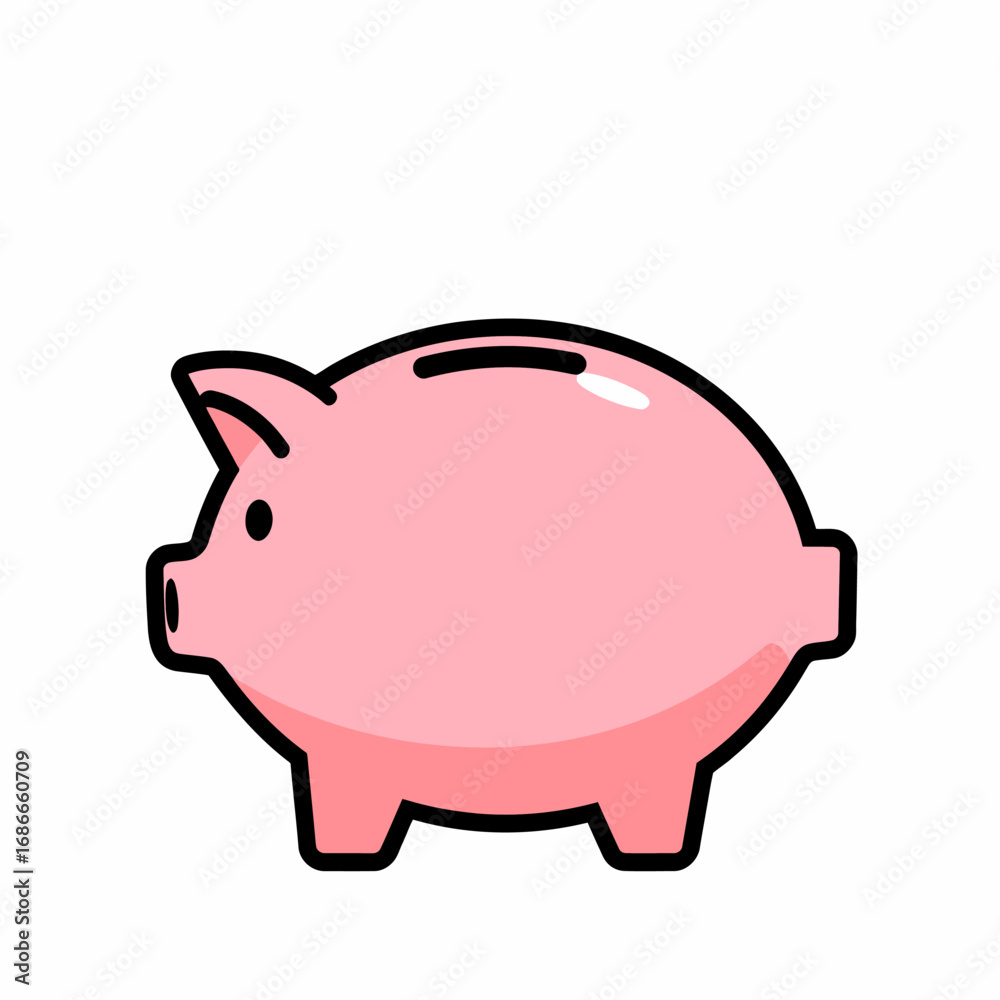 Fototapeta premium Icon Of A Traditional Piggy Bank With A Rounded Body And A Coin Slot On Top