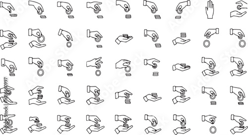 Set of various hand gestures captured in a dynamic sketchy line art style composition vector