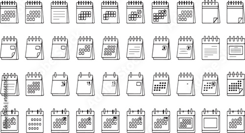 Collection of hand-drawn style icons representing various computer hardware components and peripherals vector