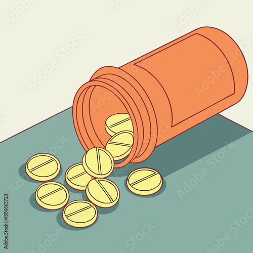 Healthcare and medicine concept with spilled prescription pills