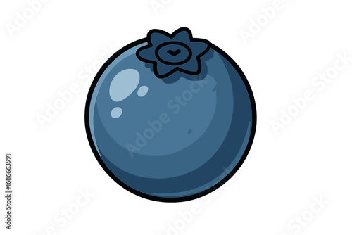 Blueberry vector illustration. Cartoon fruit icon. Fresh sweet berry isolated on white background. Healthy organic food concept for diet, juice, jam, or dessert. Natural summer harvest.