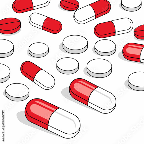 Healthcare and Medicine Concept with Assorted Pharmaceutical Drug Pills