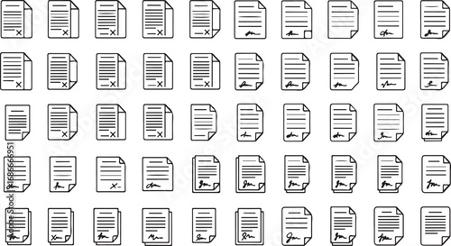 Grid of document icons representing data management and information organization technology concepts vector