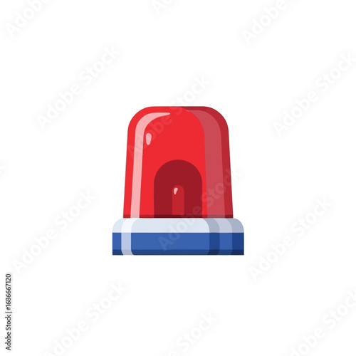 Red emergency siren light with a blue and white base, cartoon illustration on a white background.