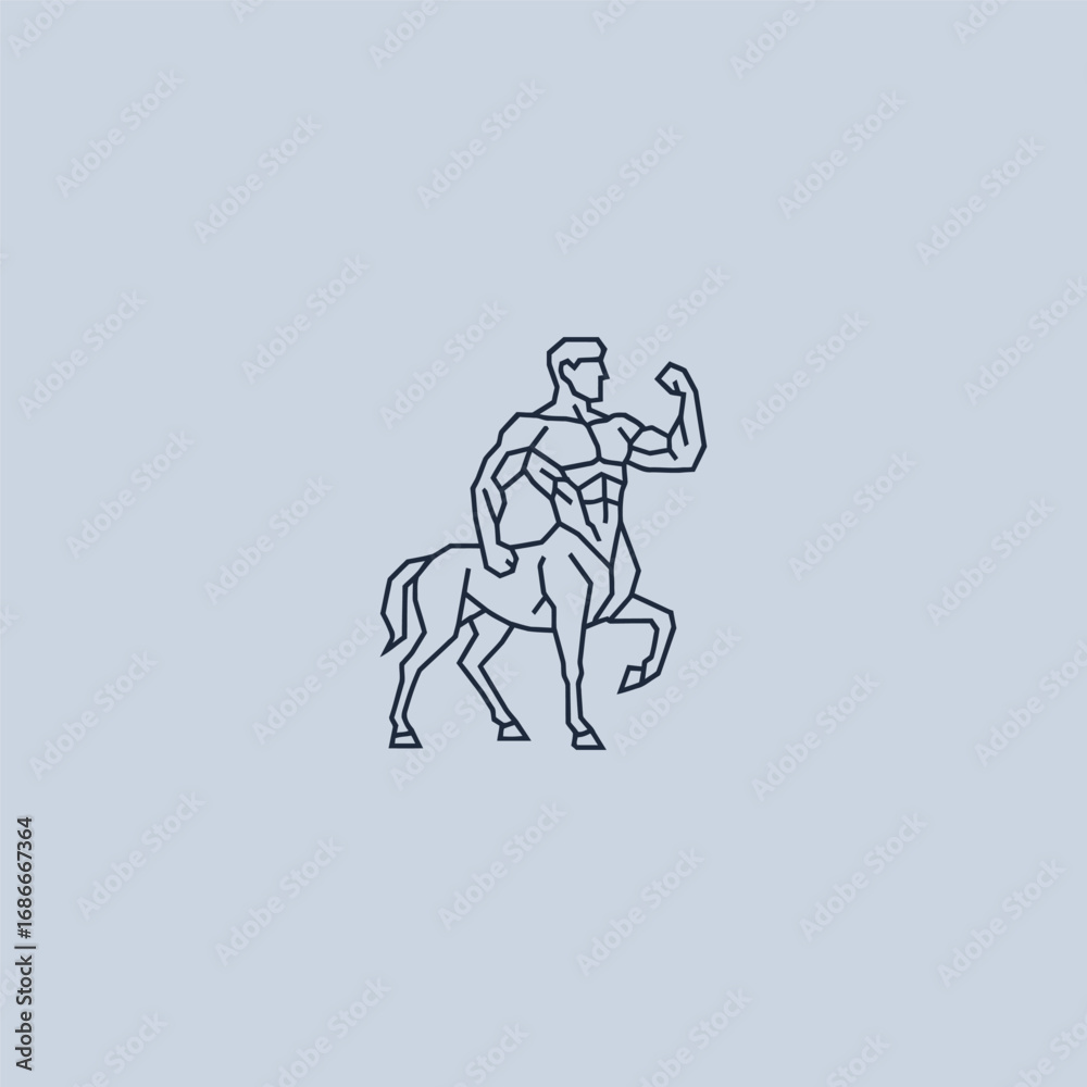 Fototapeta premium Centaur line art minimalist logo design.